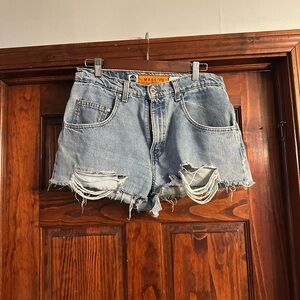 Women's Distressed Denim Shorts - Blue by Silver Tab